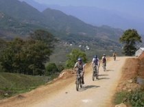 Cycling downhill Sapa Valley
